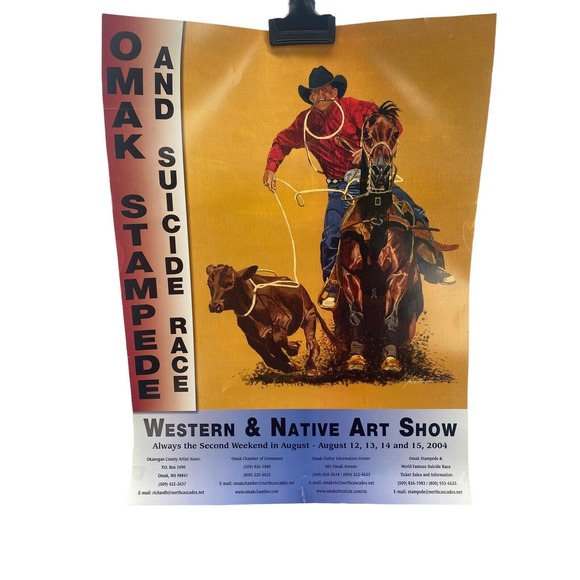 2004 Omak Stampede And Suicide Race Poster Western Native Art Show Rodeo - Picture 5 of 11
